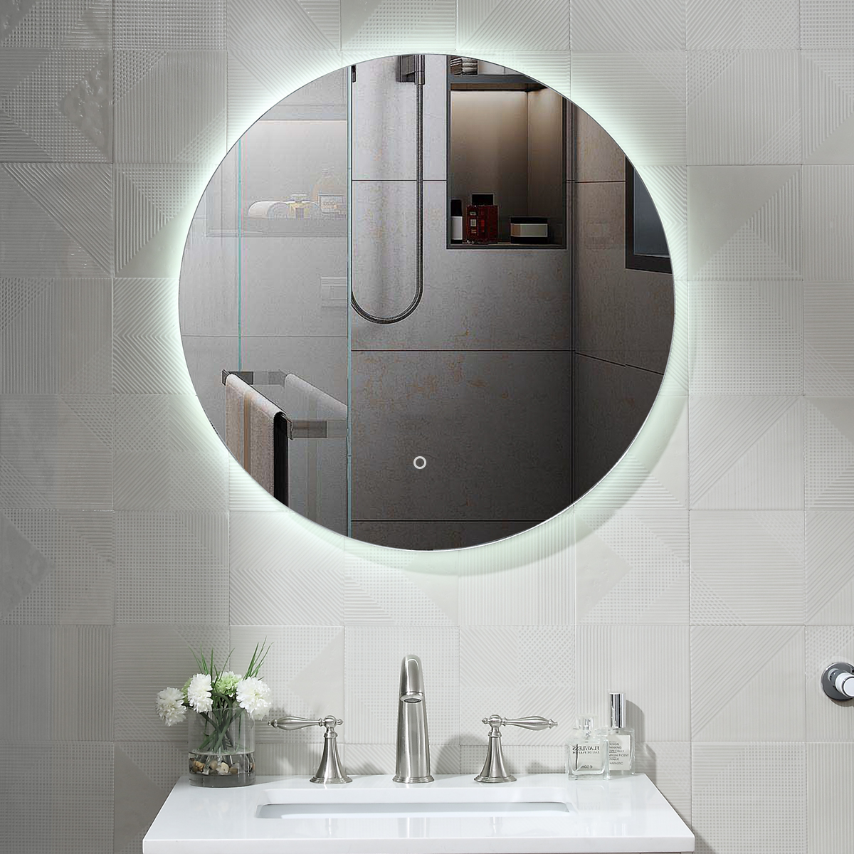 Schaar hoek voorzien Badkamerspiegel 100 cm LED en spiegelverwarming | RB Sanitair Tiel