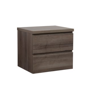 Badkamermeubel 60 cm Donker eiken topblad zijaanzicht Vakna
