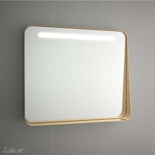 Badkamerspiegel met plankje goud met LED verlichting Apolo leverbaar in 80 cm, 100 cm