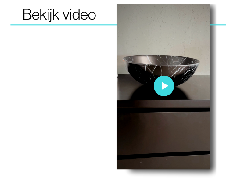 Marmerlook waskom keramiek Zwart Marmo