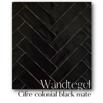 Wandtegel Cifre colonial black mate van RB Tegels