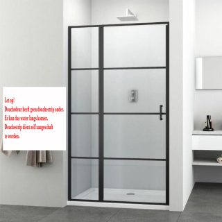 Douchedeur met vast paneel mat zwart 120×200 cm 8 mm glas Nisdeur_RBS070112