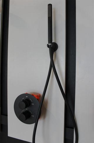 Inbouw regendoucheset 30 cm met thermostaatkraan mat zwart Umfero