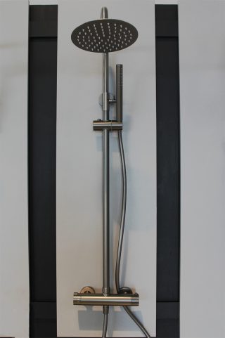 Opbouw Regendoucheset 20 cm met thermostaatkraan Gun metal Bolli