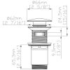 Pop up waste met overloop technische tekening Tappi
