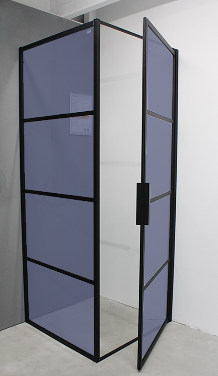 Douchecabine mat zwart hoekinstap industrieel frame draaideur leverbaar in 80x80 en 90x90 cm Douchecabine mat zwart hoekinstap industrieel frame draaideur leverbaar in 80x80 en 90x90 cm