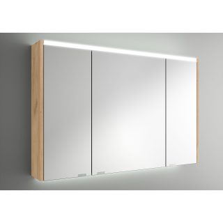 Spiegelkast 100 cm Eiken Afrika met Drie Dubbele Spiegeldeuren met LED Verlichting, Schakelaar en Stopcontact Alliance