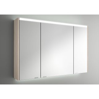 Spiegelkast 100 cm Eiken Naturel met Drie Dubbele Spiegeldeuren met LED Verlichting, Schakelaar en Stopcontact Alliance