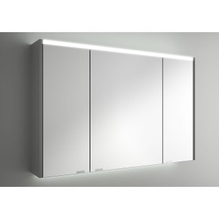 Spiegelkast 100 cm Hoogglans Grijs met Dubbele Spiegeldeuren met LED Verlichting, Schakelaar en Stopcontact Alliance (Donker Grijs)