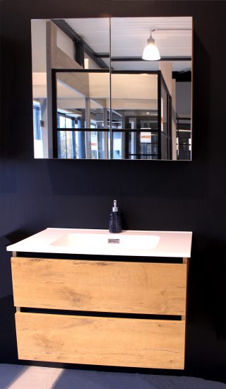 Spiegelkast zonder verlichting 80 cm Hanga - in combinatie met badkamermeubel Hanga Oud Eiken