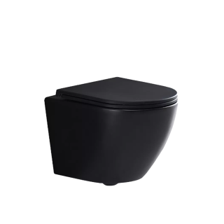 Toilet MioCera Compact rimless 49 cm Mat zwart incl. softclose bril RBS090056