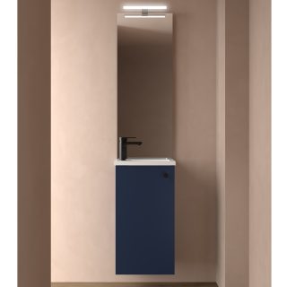 Toiletmeubel badkamerkast met wastafel en led spiegel 39x72 cm Mat Blauw Marville_voorzijde