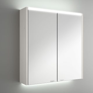 Spiegelkast 60 cm Sbiancato met Dubbele Spiegeldeuren met LED Verlichting, Schakelaar en Stopcontact Alliance (Wit Hout)