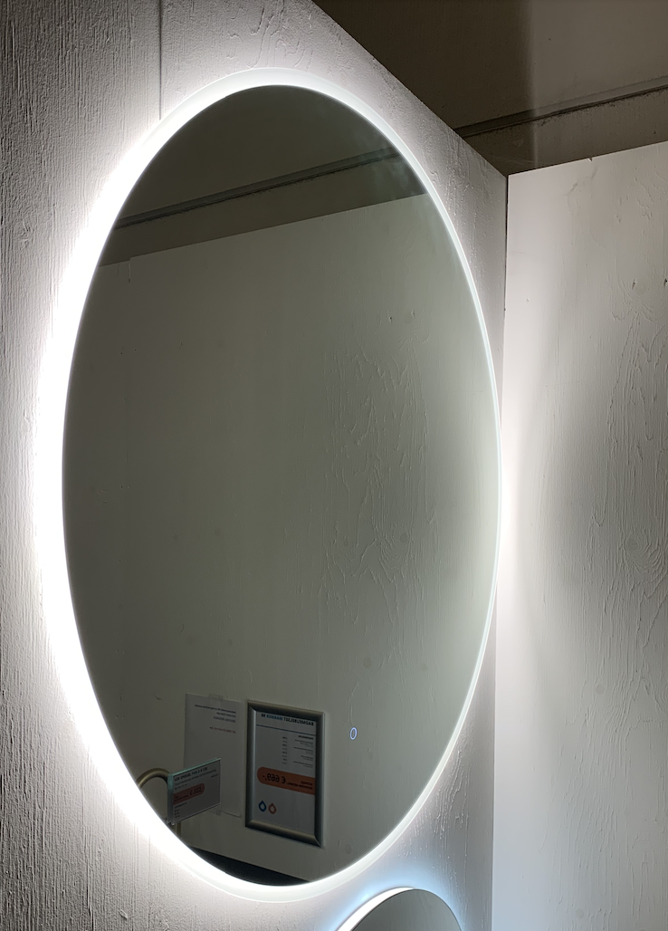 logo Nebu Professor Badkamerspiegel rond 60 cm LED-verlichting rondom dimbaar en  spiegelverwarming Perla | RB Sanitair Tiel